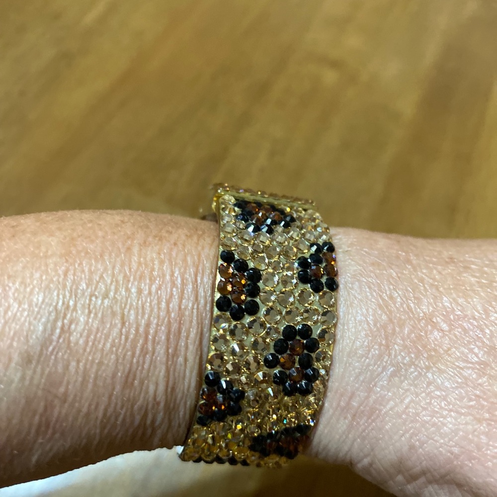 Cache Crystal Animal Print Bracelet Cuff Watch - image 5